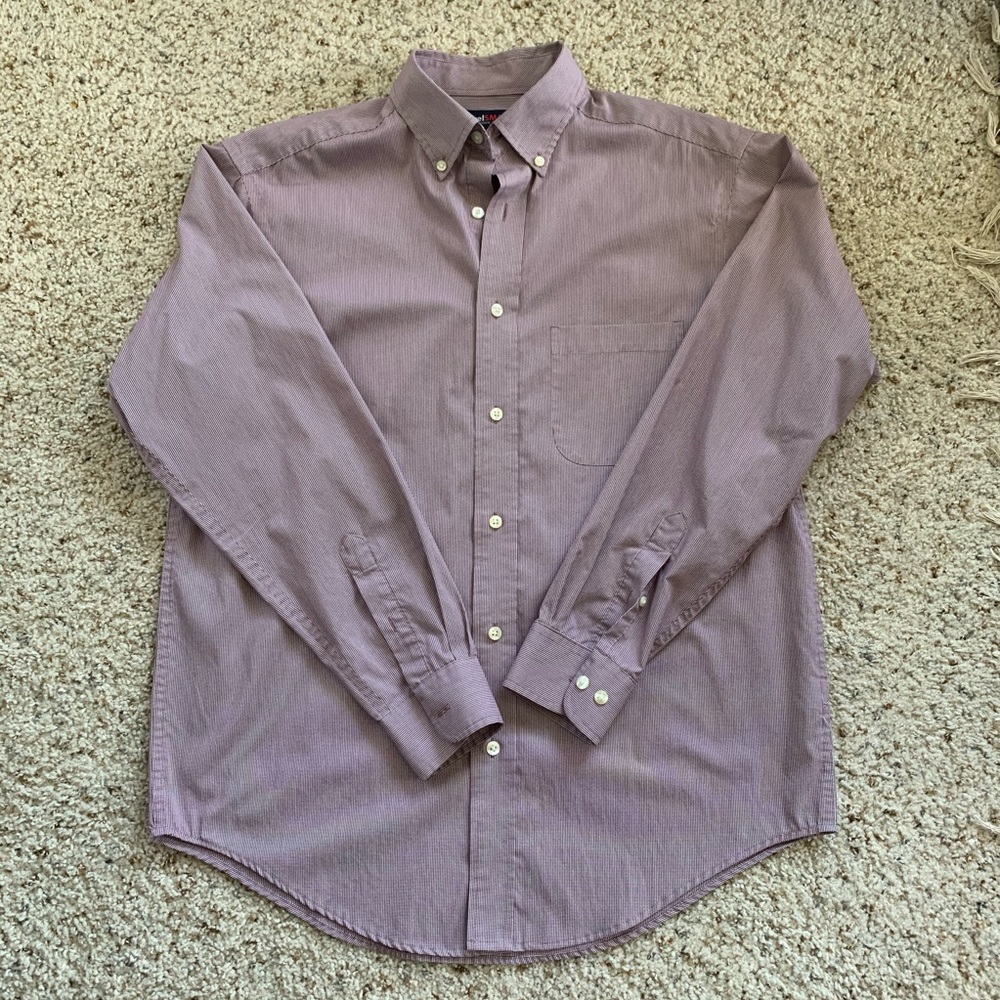 MENS M ROUNDTREE & YORKE L/S RED COLLARED SHIRT